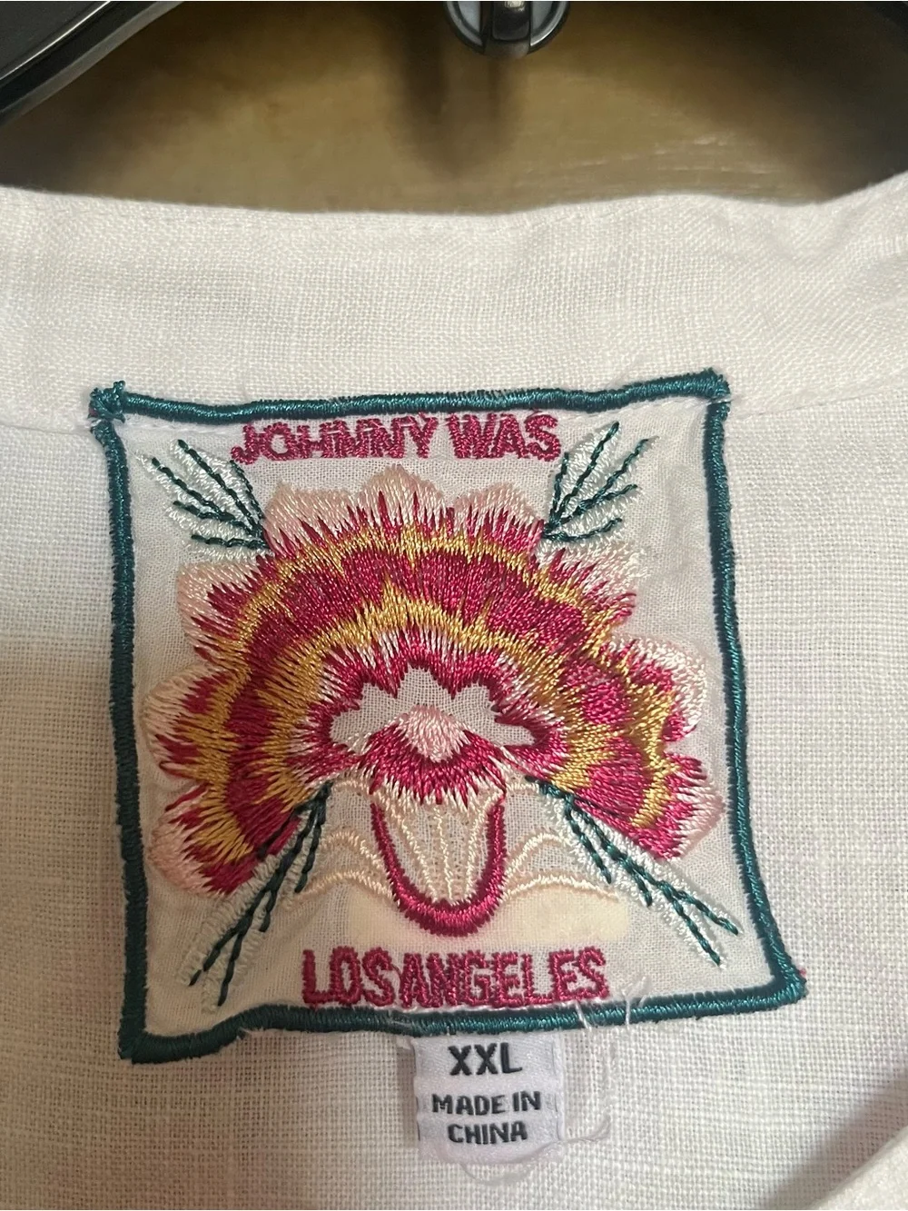Johnny Was White Embroidered Floral & Butterfly Popover Blouse